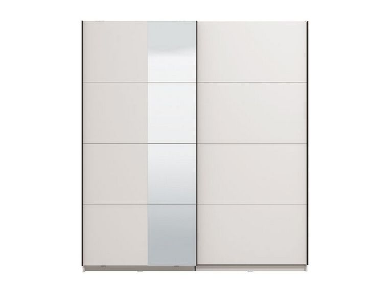 Guardaroba Grande Bianco Opaco Nero Appendiabiti 2 Ripiani 195x217.5h cm, Apertura Scorrevole - Porlezza