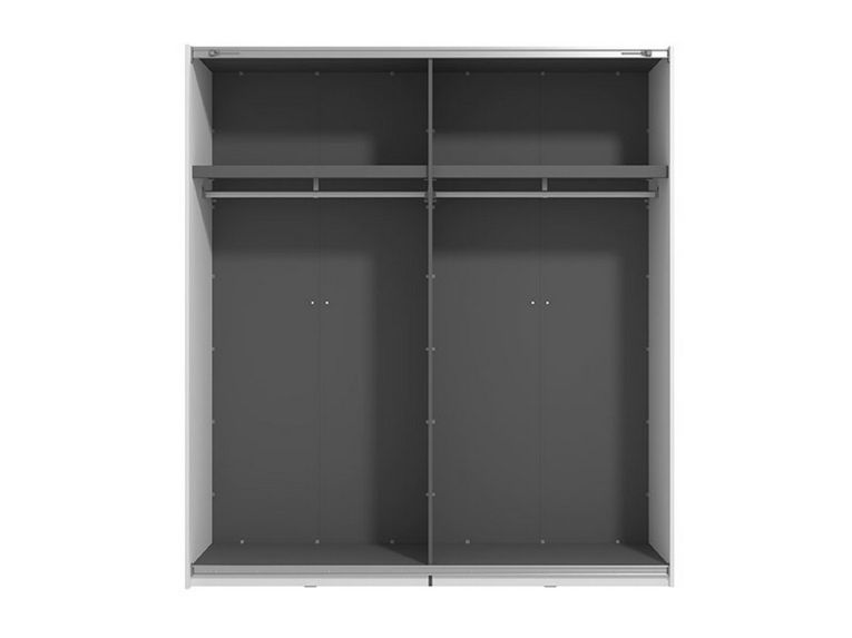Guardaroba Grande Bianco Opaco Nero Appendiabiti 2 Ripiani 195x217.5h cm, Apertura Scorrevole - Siri