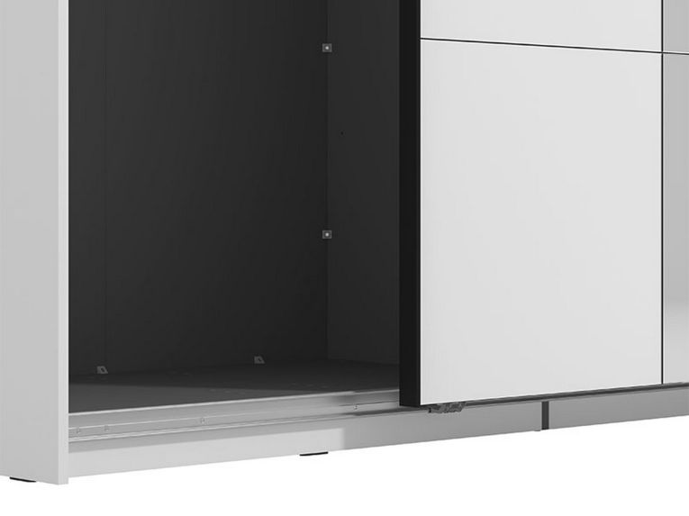 Guardaroba Grande Bianco Opaco Nero Appendiabiti 2 Ripiani 195x217.5h cm, Apertura Scorrevole - Siri