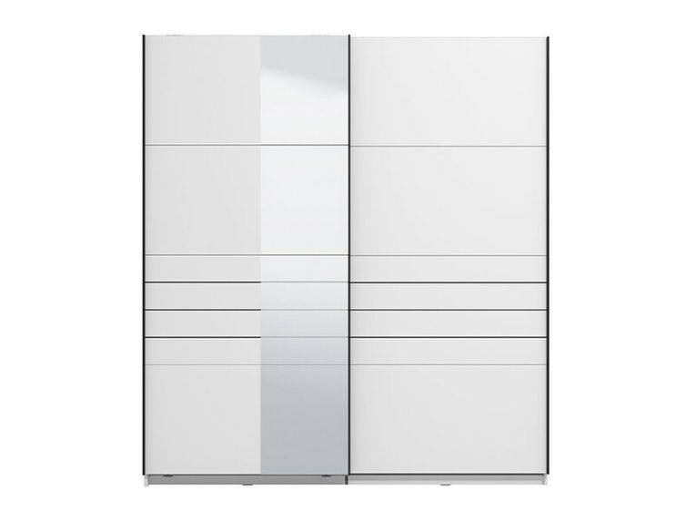 Guardaroba Grande Bianco Opaco Nero Appendiabiti 2 Ripiani 195x217.5h cm, Apertura Scorrevole - Siri