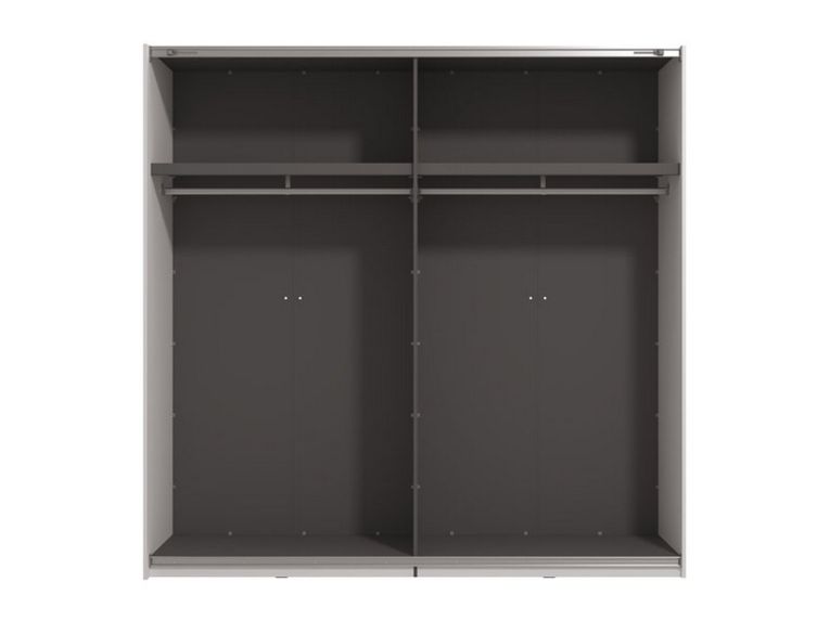 Guardaroba Grande Bianco Opaco Nero Appendiabiti 2 Ripiani 220x217.5h cm, Apertura Scorrevole - Spartano