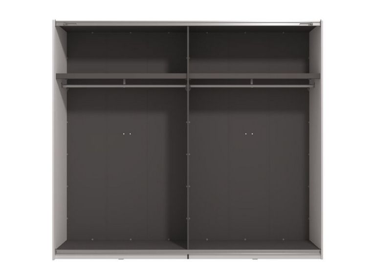 Guardaroba Grande Bianco Opaco Nero Appendiabiti 2 Ripiani 245x217.5h cm, Apertura Scorrevole - Peio
