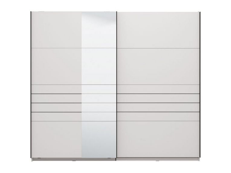 Guardaroba Grande Bianco Opaco Nero Appendiabiti 2 Ripiani 245x217.5h cm, Apertura Scorrevole - Peio