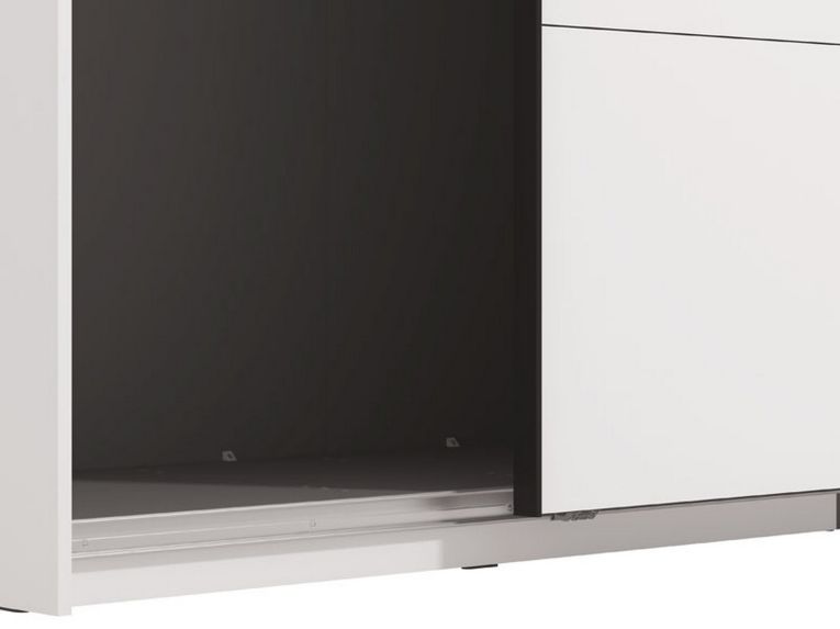 Guardaroba Grande Bianco Opaco Nero Appendiabiti 2 Ripiani 245x217.5h cm, Apertura Scorrevole - Peio