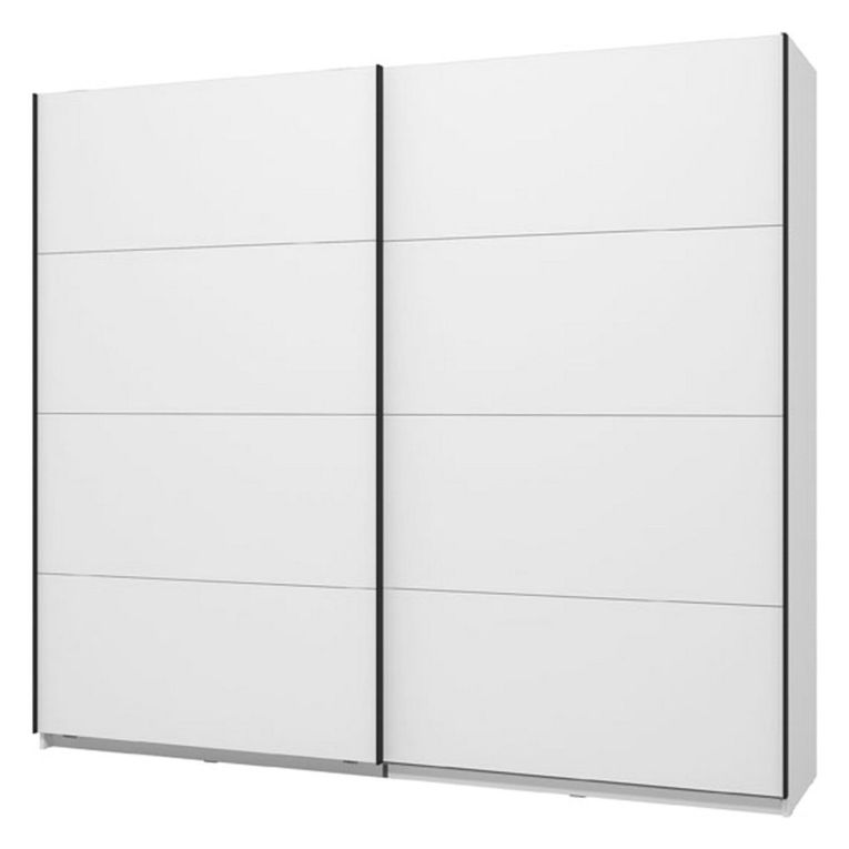 Guardaroba Grande Bianco Opaco Nero Appendiabiti 2 Ripiani 245x217.5h cm, Apertura Scorrevole - Salemi