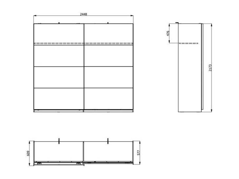 Guardaroba Grande Bianco Opaco Nero Appendiabiti 2 Ripiani 245x217.5h cm, Apertura Scorrevole - Salemi