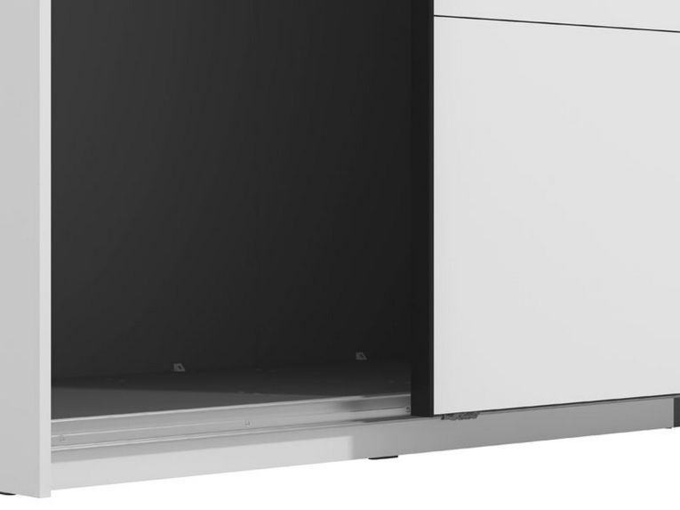 Guardaroba Grande Bianco Opaco Nero Appendiabiti 2 Ripiani 245x217.5h cm, Apertura Scorrevole - Salemi