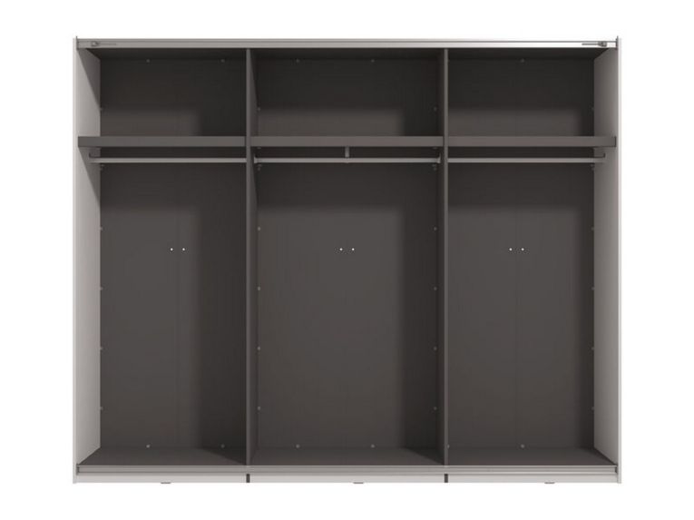Guardaroba Grande Bianco Opaco Nero Appendiabiti 2 Ripiani 267x217h cm, Apertura Scorrevole - Tures