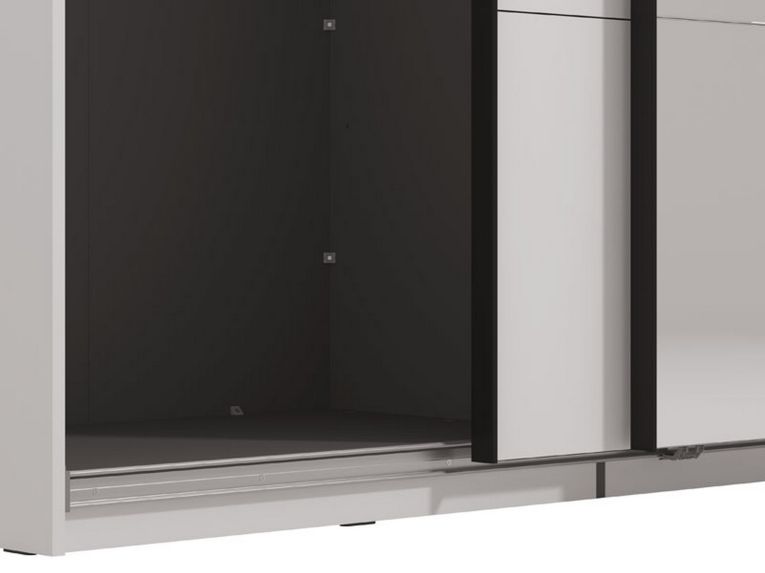 Guardaroba Grande Bianco Opaco Nero Appendiabiti 2 Ripiani 267x217h cm, Apertura Scorrevole - Tures