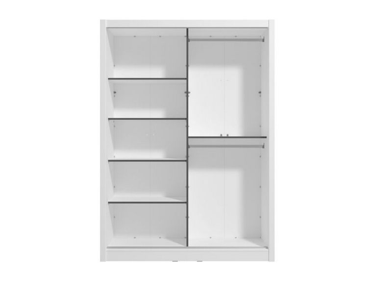 Guardaroba Grande Bianco Opaco Nero Appendiabiti 5 Ripiani 155x215.5h cm, 7 Vani - Carisolo