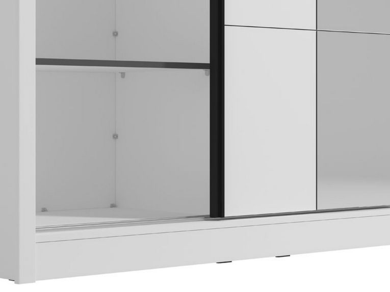 Guardaroba Grande Bianco Opaco Nero Appendiabiti 5 Ripiani 155x215.5h cm, 7 Vani - Carisolo