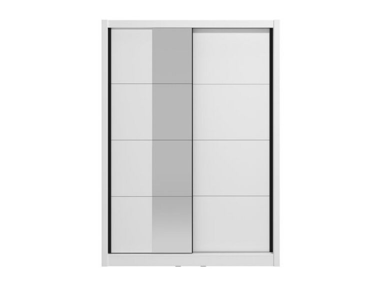 Guardaroba Grande Bianco Opaco Nero Appendiabiti 5 Ripiani 155x215.5h cm, 7 Vani - Carisolo