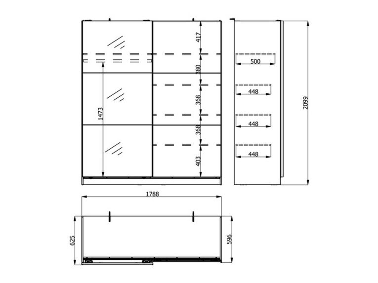 Guardaroba Grande Bianco Opaco Nero Appendiabiti 5 Ripiani 179x210h cm, Apertura Scorrevole - Cerchio