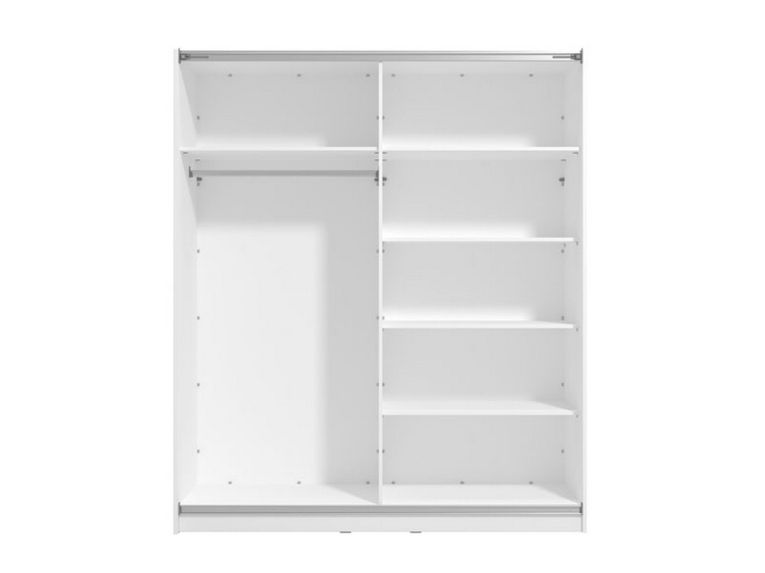 Guardaroba Grande Bianco Opaco Nero Appendiabiti 5 Ripiani 179x210h cm, Apertura Scorrevole - Cerchio