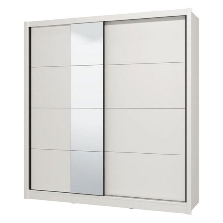 Guardaroba Grande Bianco Opaco Nero Appendiabiti 5 Ripiani 205x215.5h cm, 8 Vani - Orero
