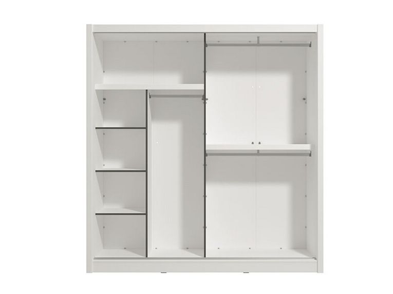 Guardaroba Grande Bianco Opaco Nero Appendiabiti 5 Ripiani 205x215.5h cm, 8 Vani - Orero