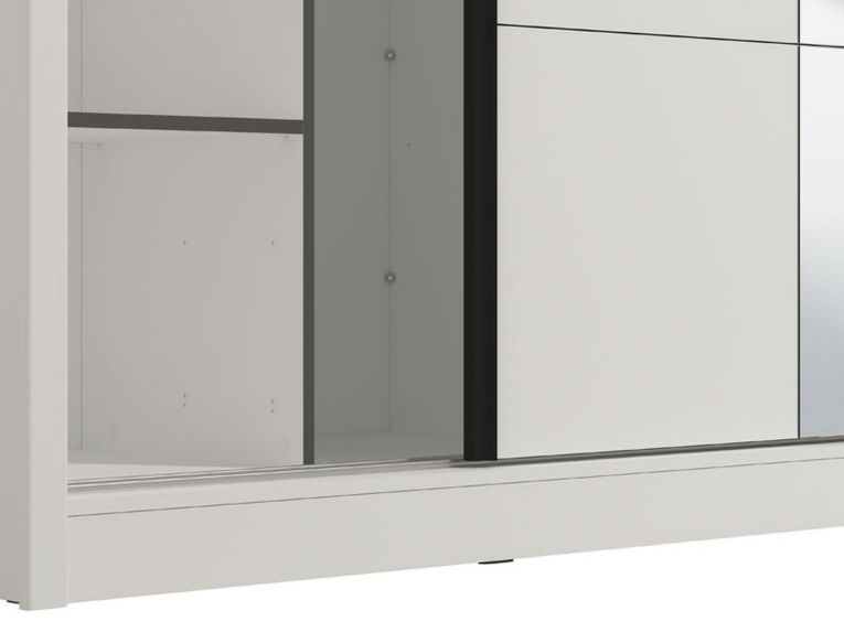 Guardaroba Grande Bianco Opaco Nero Appendiabiti 5 Ripiani 205x215.5h cm, 8 Vani - Orero