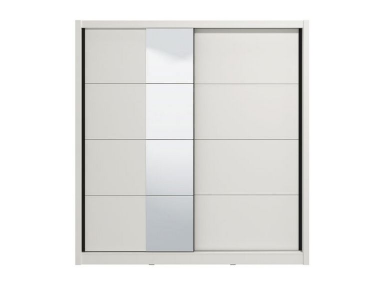 Guardaroba Grande Bianco Opaco Nero Appendiabiti 5 Ripiani 205x215.5h cm, 8 Vani - Orero