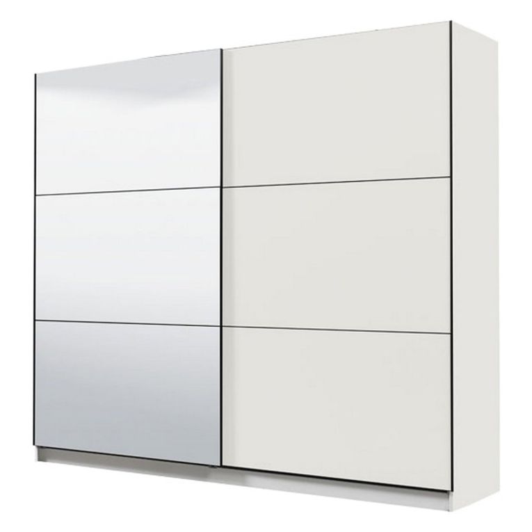 Guardaroba Grande Bianco Opaco Nero Appendiabiti 8 Ripiani 217x210h cm, Apertura Scorrevole - Soncino