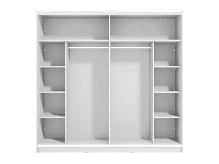Guardaroba Grande Bianco Opaco Nero Appendiabiti 8 Ripiani 217x210h cm, Apertura Scorrevole - Soncino