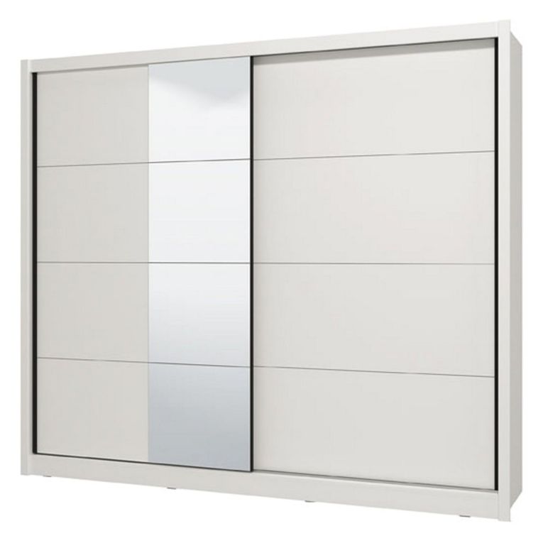 Guardaroba Grande Bianco Opaco Nero Appendiabiti 8 Ripiani 251x215.5h cm, 12 Vani - Pedavena