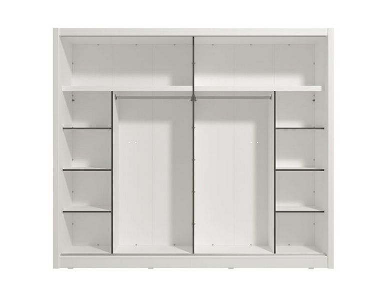 Guardaroba Grande Bianco Opaco Nero Appendiabiti 8 Ripiani 251x215.5h cm, 12 Vani - Pedavena