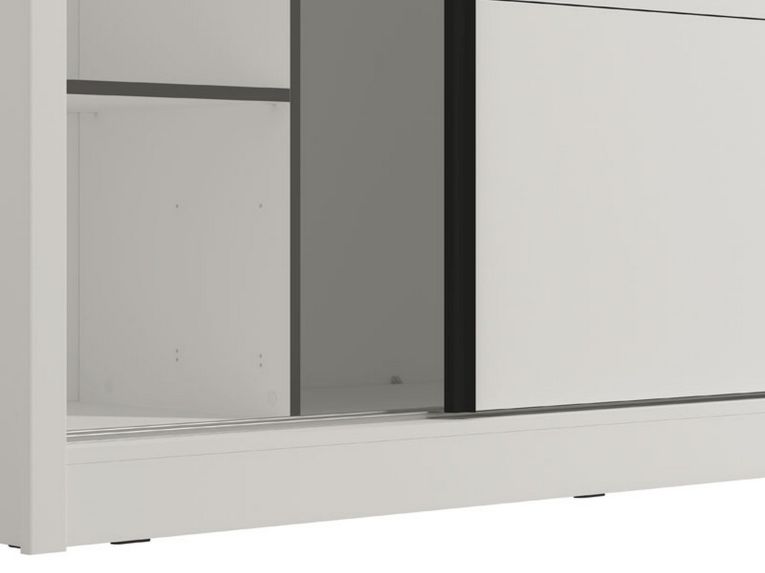 Guardaroba Grande Bianco Opaco Nero Appendiabiti 8 Ripiani 251x215.5h cm, 12 Vani - Pedavena