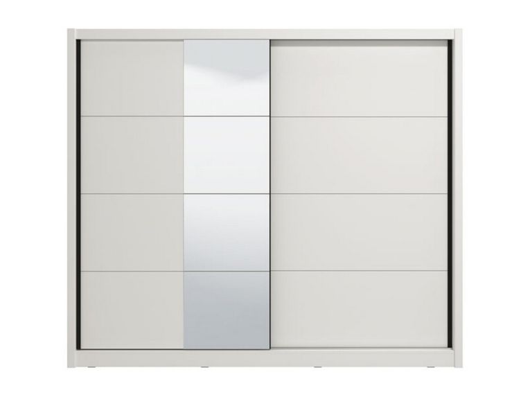 Guardaroba Grande Bianco Opaco Nero Appendiabiti 8 Ripiani 251x215.5h cm, 12 Vani - Pedavena