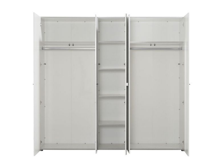 Guardaroba Grande Bianco Opaco Trasparente Appendiabiti 6 Ripiani 223.5x206h cm, 9 Vani - Martano
