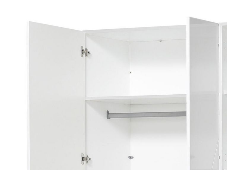 Guardaroba Grande Bianco Opaco Trasparente Appendiabiti 6 Ripiani 223.5x206h cm, 9 Vani - Martano