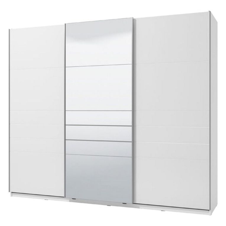 Guardaroba Grande Bianco Opaco Trasparente Appendiabiti 6 Ripiani 262.5x224h cm, Apertura Scorrevole - Carasco