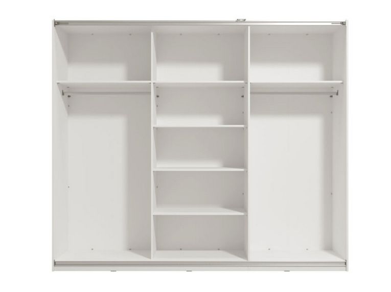 Guardaroba Grande Bianco Opaco Trasparente Appendiabiti 6 Ripiani 262.5x224h cm, Apertura Scorrevole - Carasco