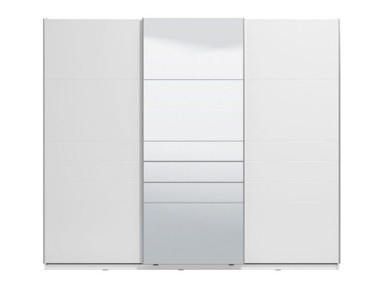 Guardaroba Grande Bianco Opaco Trasparente Appendiabiti 6 Ripiani 262.5x224h cm, Apertura Scorrevole - Carasco