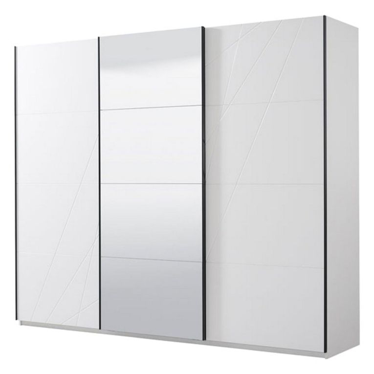 Guardaroba Grande Bianco Opaco Trasparente Appendiabiti 6 Ripiani 262.5x224h cm, Apertura Scorrevole - Rutino