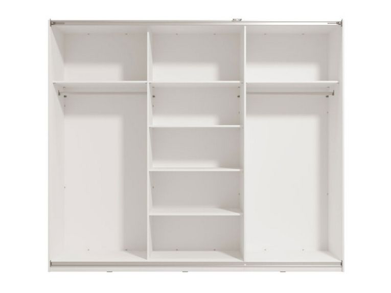 Guardaroba Grande Bianco Opaco Trasparente Appendiabiti 6 Ripiani 262.5x224h cm, Apertura Scorrevole - Rutino