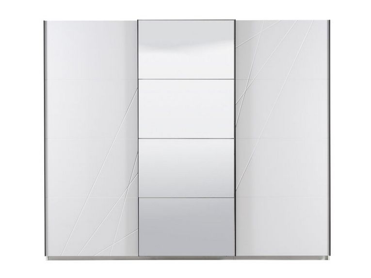 Guardaroba Grande Bianco Opaco Trasparente Appendiabiti 6 Ripiani 262.5x224h cm, Apertura Scorrevole - Rutino