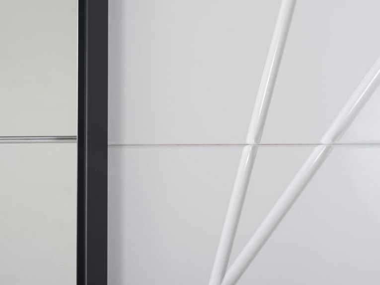 Guardaroba Grande Bianco Opaco Trasparente Appendiabiti 6 Ripiani 262.5x224h cm, Apertura Scorrevole - Rutino
