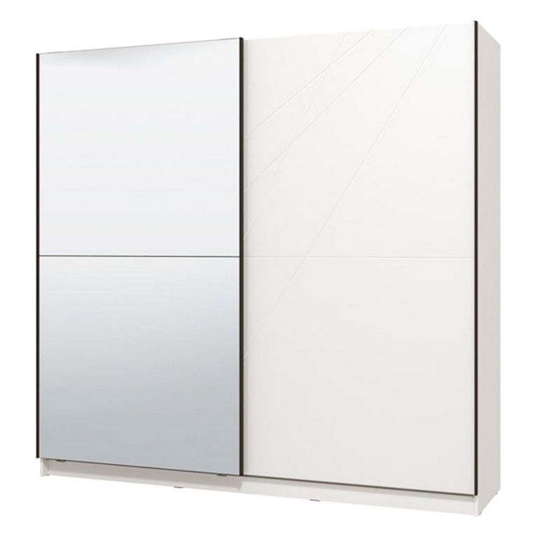 Guardaroba Grande Bianco Opaco Trasparente Appendiabiti 8 Ripiani 217x210h cm, Apertura Scorrevole - Galtelli