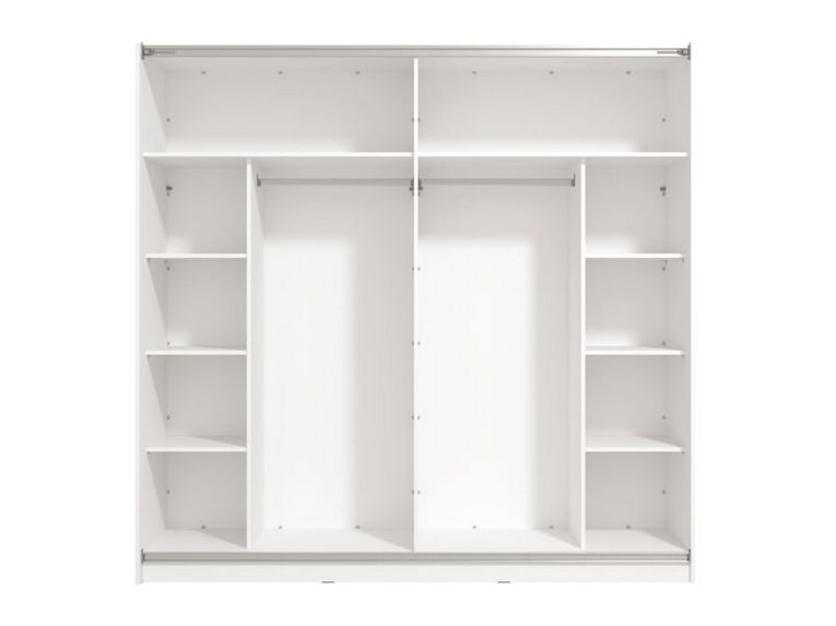 Guardaroba Grande Bianco Opaco Trasparente Appendiabiti 8 Ripiani 217x210h cm, Apertura Scorrevole - Galtelli