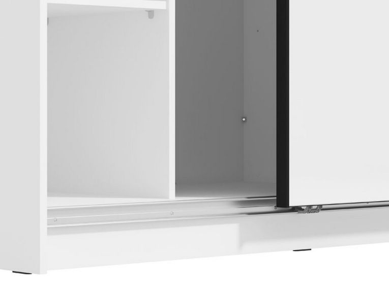 Guardaroba Grande Bianco Opaco Trasparente Appendiabiti 8 Ripiani 217x210h cm, Apertura Scorrevole - Galtelli