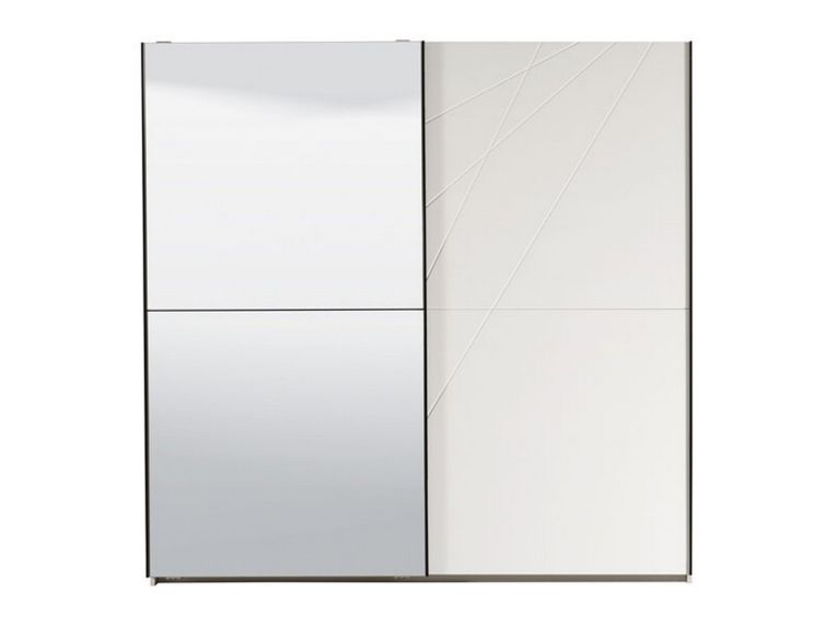 Guardaroba Grande Bianco Opaco Trasparente Appendiabiti 8 Ripiani 217x210h cm, Apertura Scorrevole - Galtelli