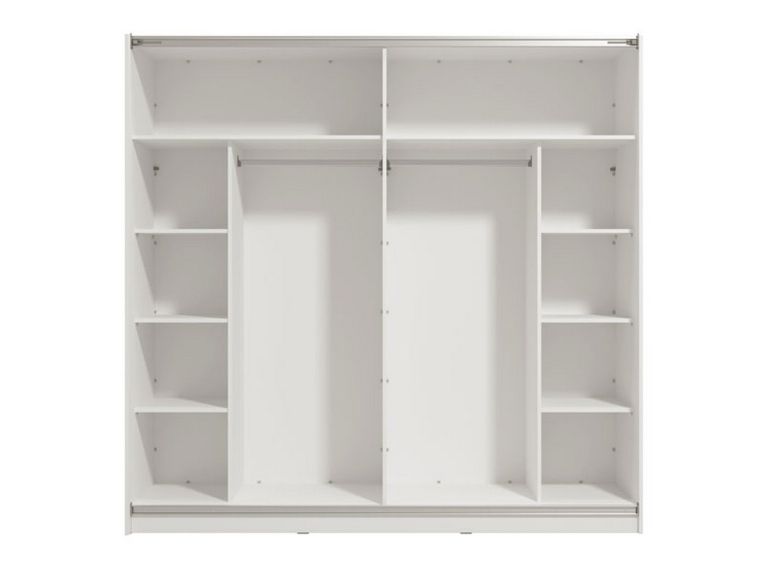 Guardaroba Grande Bianco Opaco Trasparente Appendiabiti 8 Ripiani 217x210h cm, Apertura Scorrevole - Valsinni