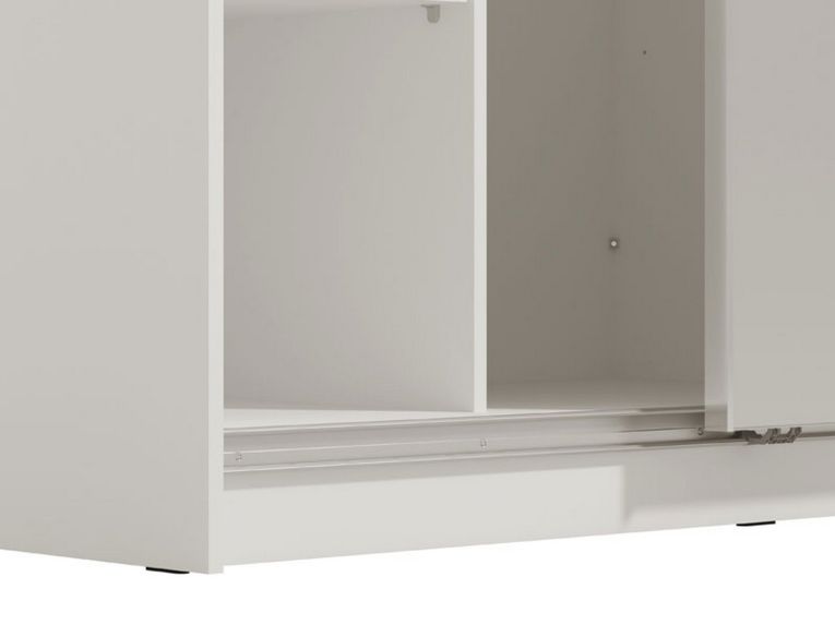 Guardaroba Grande Bianco Opaco Trasparente Appendiabiti 8 Ripiani 217x210h cm, Apertura Scorrevole - Valsinni
