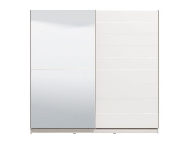 Guardaroba Grande Bianco Opaco Trasparente Appendiabiti 8 Ripiani 217x210h cm, Apertura Scorrevole - Valsinni