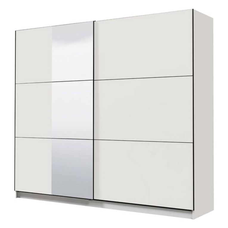Guardaroba Grande Bianco Opaco Trasparente Appendiabiti 8 Ripiani 236.5x210h cm, Apertura Scorrevole - Sorgono