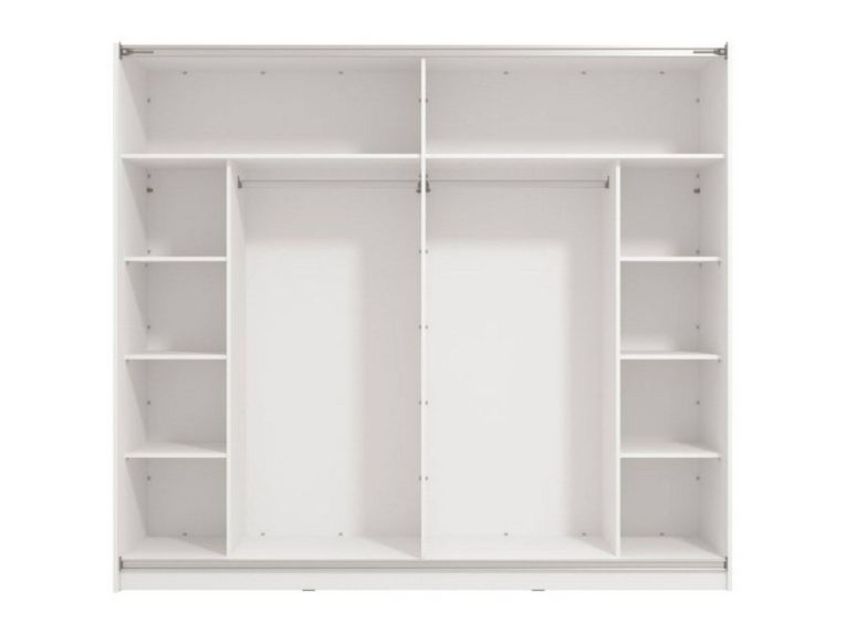 Guardaroba Grande Bianco Opaco Trasparente Appendiabiti 8 Ripiani 236.5x210h cm, Apertura Scorrevole - Sorgono