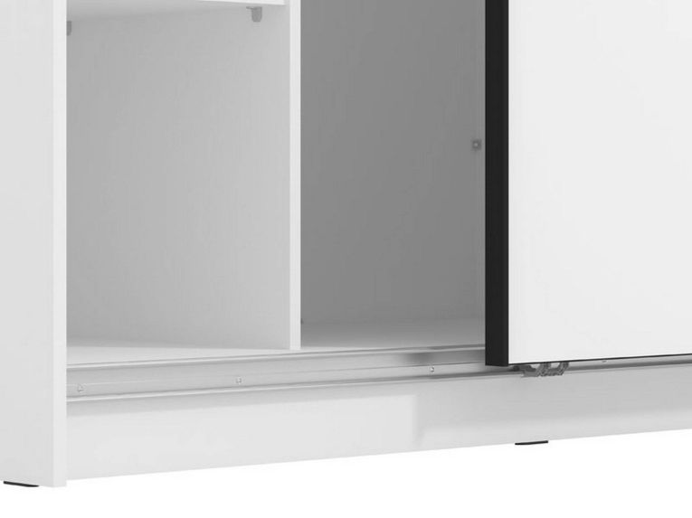 Guardaroba Grande Bianco Opaco Trasparente Appendiabiti 8 Ripiani 236.5x210h cm, Apertura Scorrevole - Sorgono