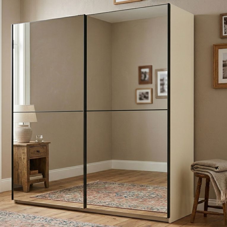 Guardaroba Grande Bianco Trasparente Appendiabiti 8 Ripiani 217x210h cm, 2 Ante - Ponso
