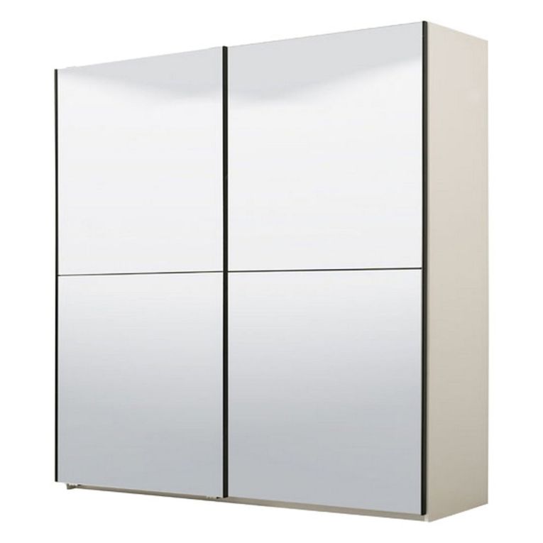 Guardaroba Grande Bianco Trasparente Appendiabiti 8 Ripiani 217x210h cm, 2 Ante - Ponso