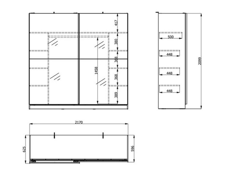 Guardaroba Grande Bianco Trasparente Appendiabiti 8 Ripiani 217x210h cm, 2 Ante - Ponso
